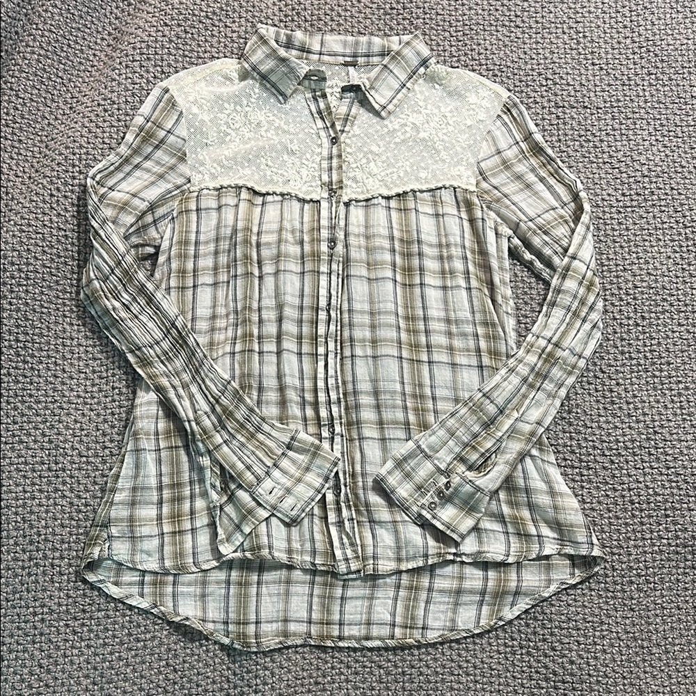Free People Plaid Button-Up Women's Top